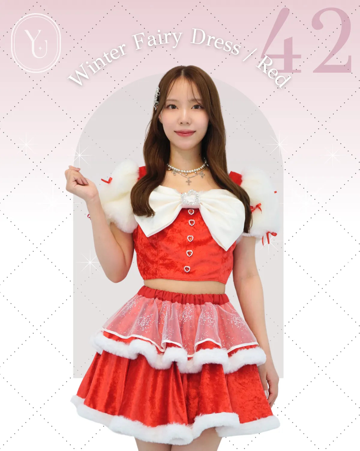 アイドル衣装レンタル｜R042・ウインターフェアリードレス・レッド Winter Fairy Dress / Red – YULTIME