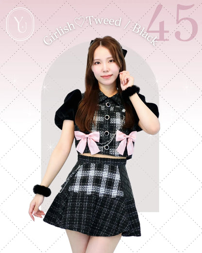 アイドル衣装レンタル|R045・ガーリッシュツイード・ブラック Girlish アイドル衣装レンタル|R045・ガーリッシュツイード・ブラック Girlish